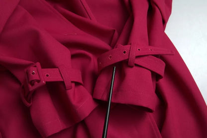  - Dark Pink Double Breasted Trench Coat Jacket