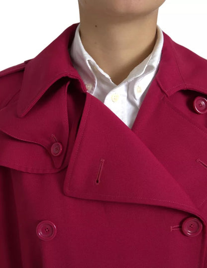  - Dark Pink Double Breasted Trench Coat Jacket