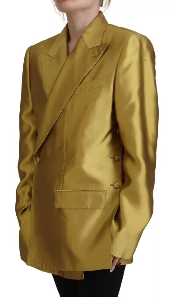  - Gold Satin Long Sleeves Blazer Coat Jacket