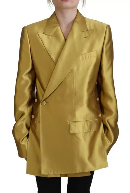  - Gold Satin Long Sleeves Blazer Coat Jacket