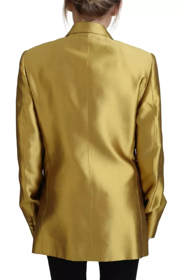  - Gold Satin Long Sleeves Blazer Coat Jacket