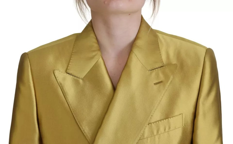  - Gold Satin Long Sleeves Blazer Coat Jacket