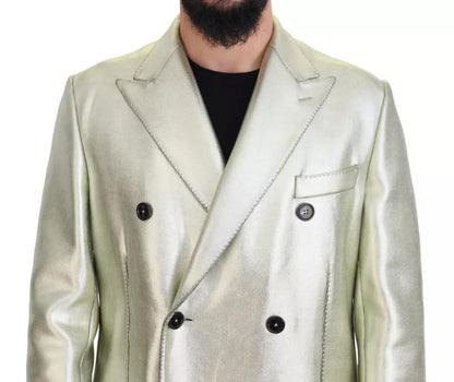  - Gold Viscose Long Double Breasted Jacket