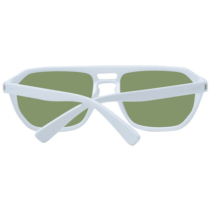Serengeti White Men's Sunglasses – Aviator Style with Green Photochromatic Lenses, 56mm