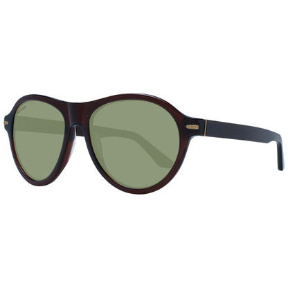 Serengeti Brown Men’s Sunglasses – Brown Full-Rim Frame with Green Polarized Lenses, 56mm