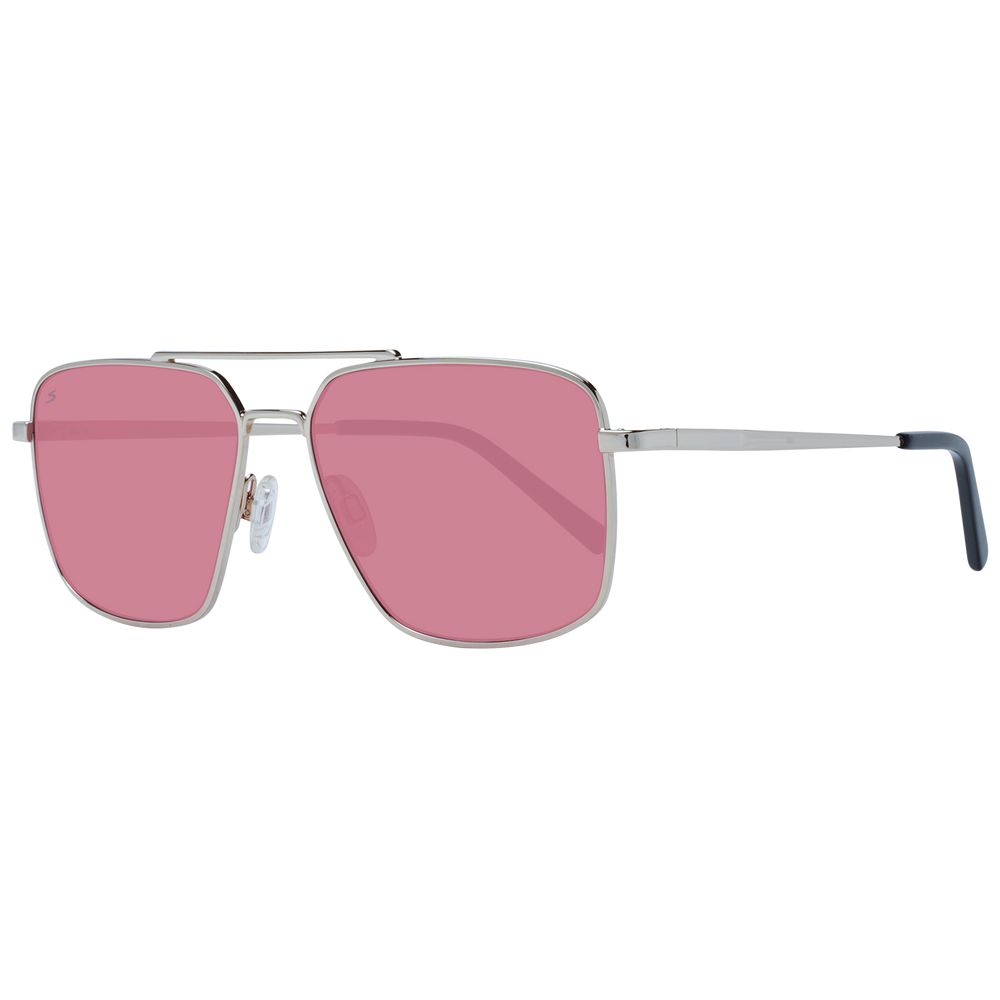 Serengeti Silver Men’s Sunglasses – Aviator Style with Pink Lenses, 56mm