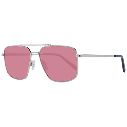 Serengeti Silver Men’s Sunglasses – Aviator Style with Pink Lenses, 56mm