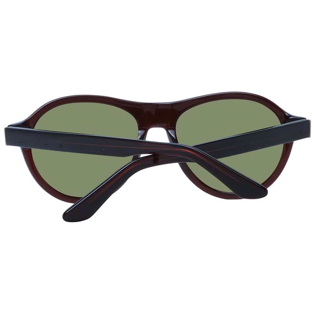 Serengeti Brown Men’s Sunglasses – Brown Full-Rim Frame with Green Polarized Lenses, 56mm