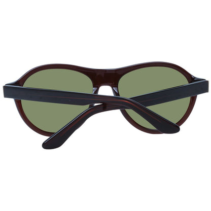 Serengeti Brown Men’s Sunglasses – Brown Full-Rim Frame with Green Polarized Lenses, 56mm