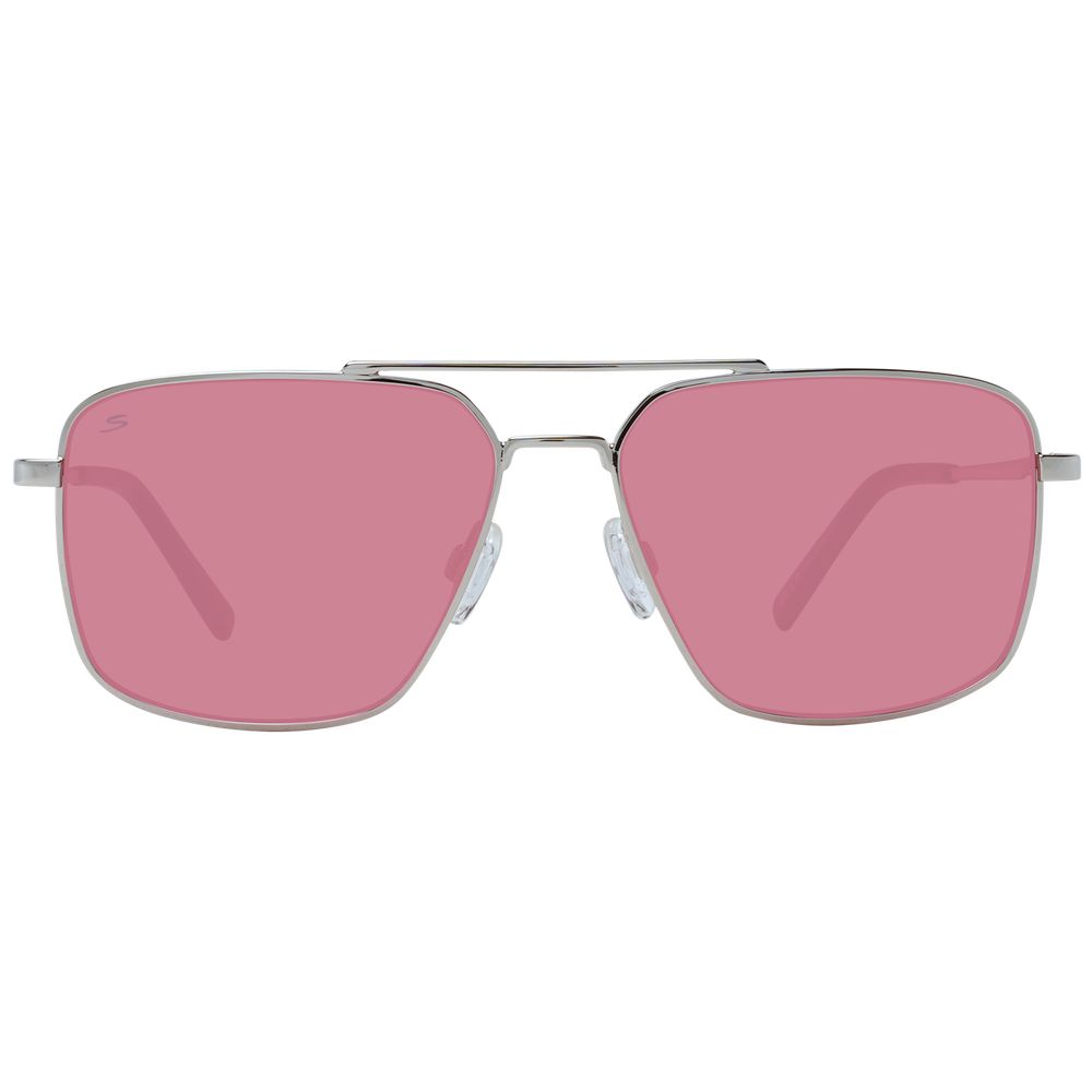 Serengeti Silver Men’s Sunglasses – Aviator Style with Pink Lenses, 56mm