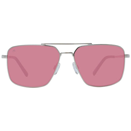 Serengeti Silver Men’s Sunglasses – Aviator Style with Pink Lenses, 56mm