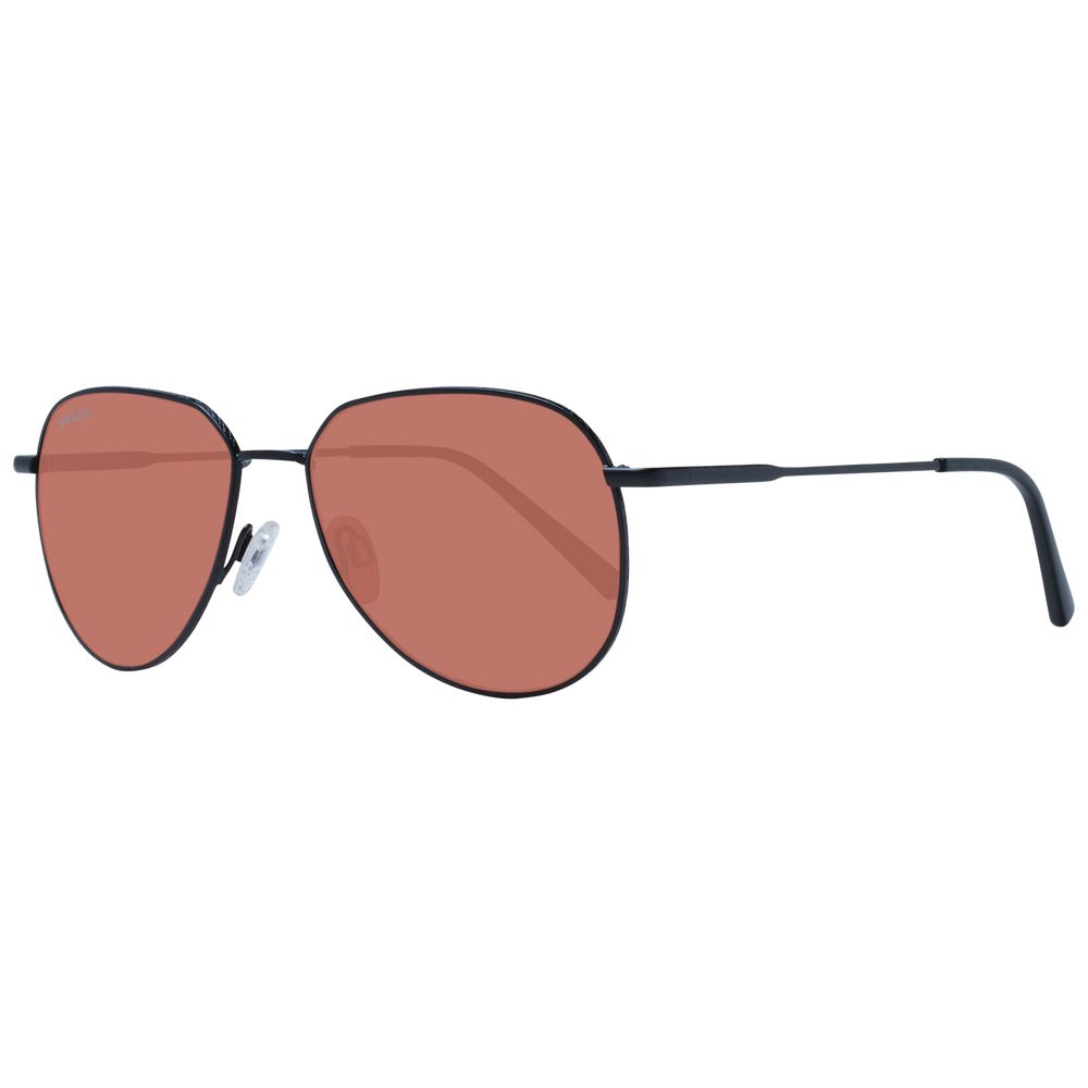 Serengeti Black Men’s Sunglasses – Stylish Round Frame with Orange Lenses, 56mm