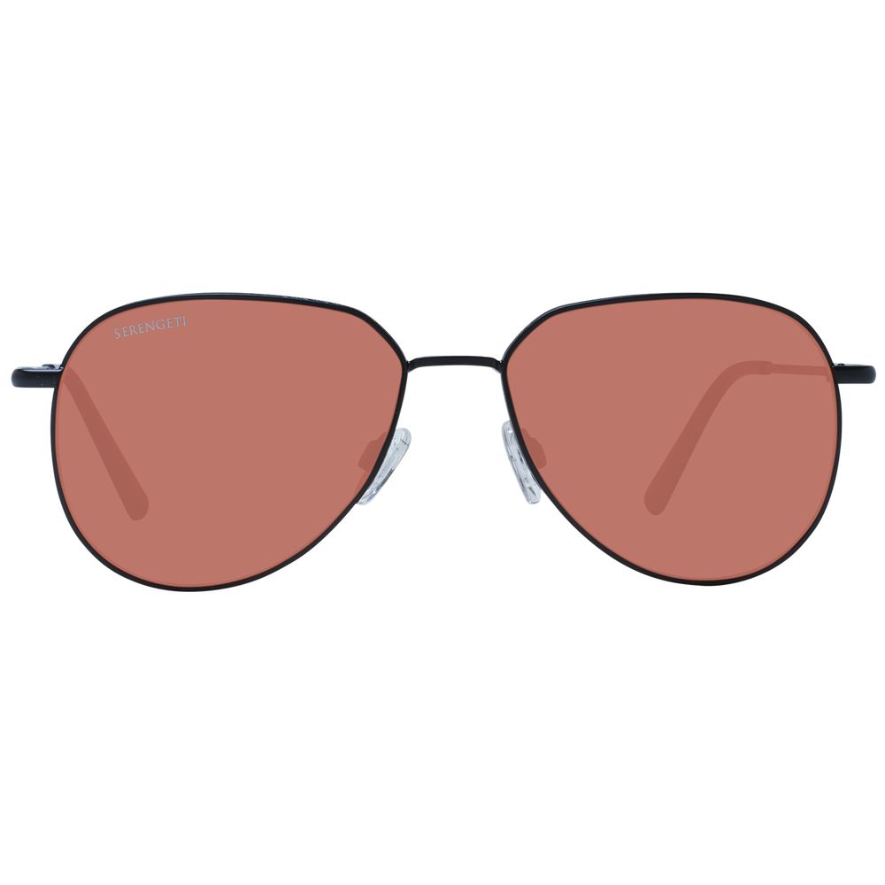 Serengeti Black Men’s Sunglasses – Stylish Round Frame with Orange Lenses, 56mm