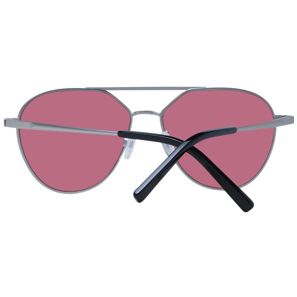 Serengeti Silver Unisex Sunglasses – Aviator Style with Red Photochromatic Lenses, 56mm