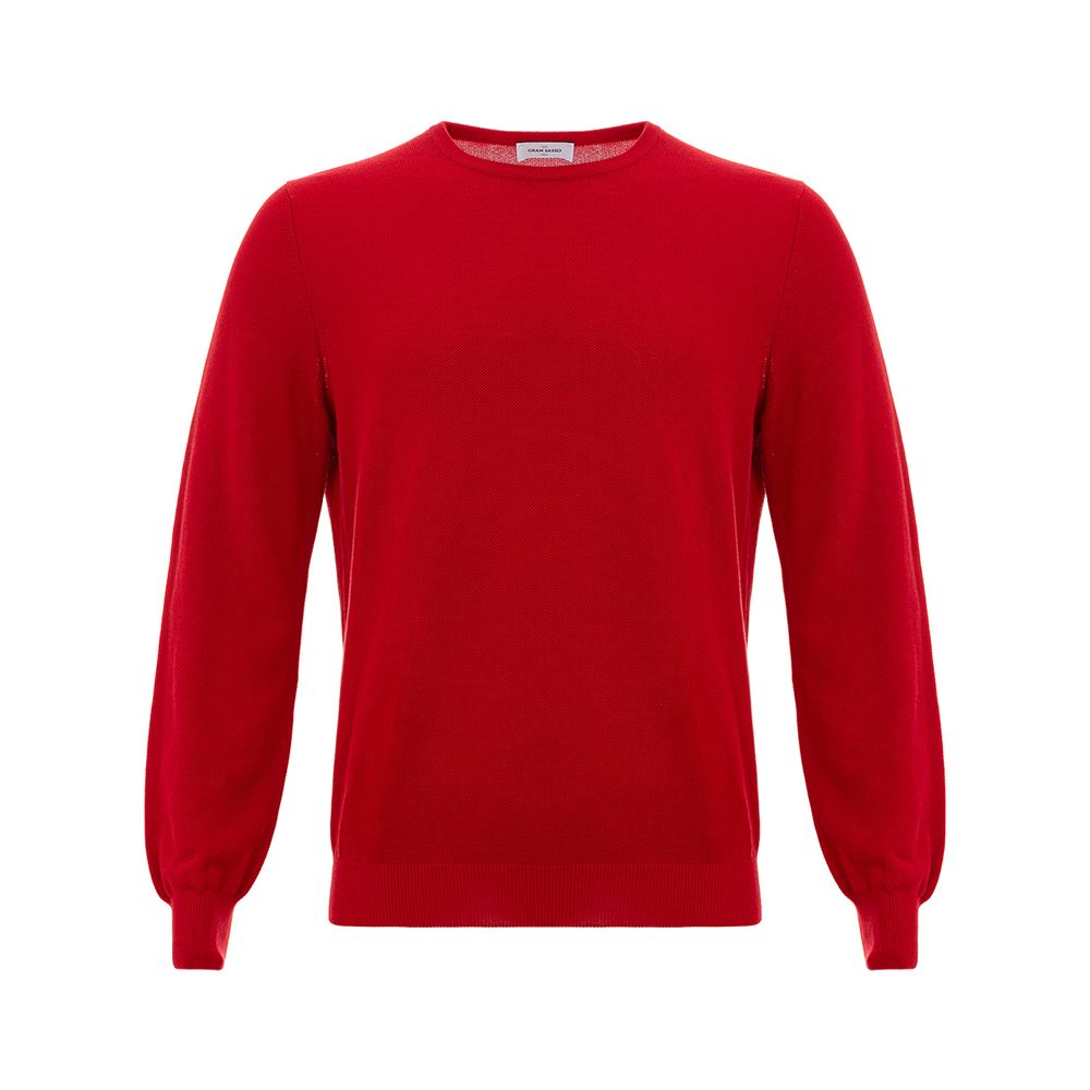 Gran Sasso Red Cotton Sweater - The Luxe Alliance