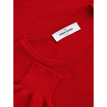 Gran Sasso Red Cotton Sweater - The Luxe Alliance