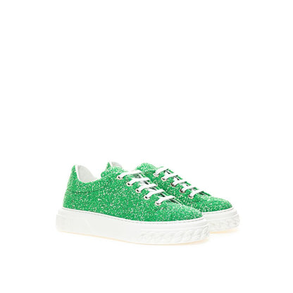  - Emerald Elegance Leather Sneakers