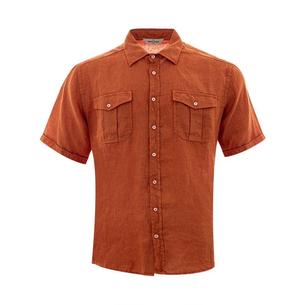  - Elegant Linen Brown Shirt for Men