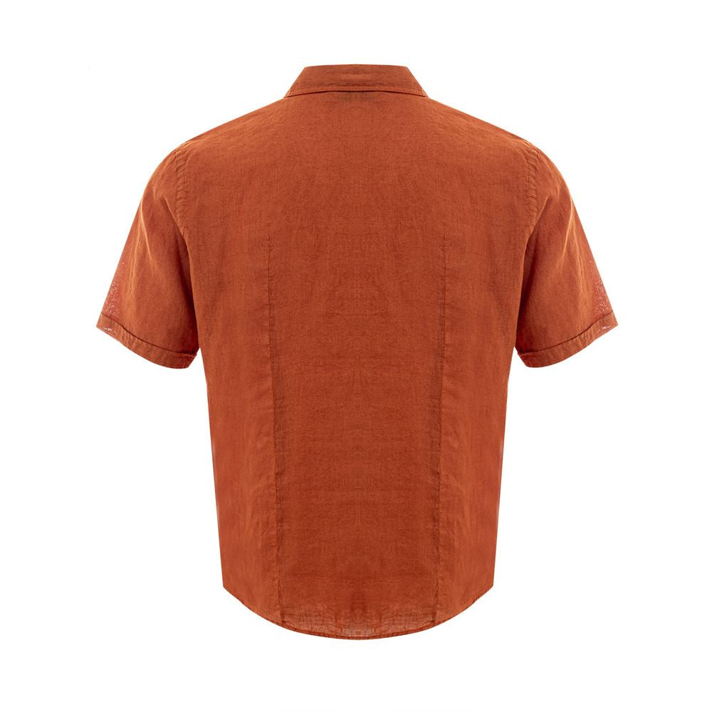  - Elegant Linen Brown Shirt for Men