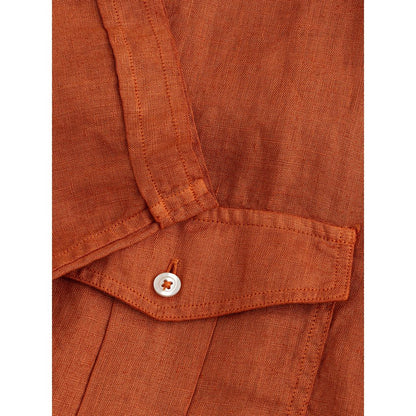  - Elegant Linen Brown Shirt for Men