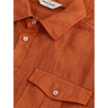  - Elegant Linen Brown Shirt for Men