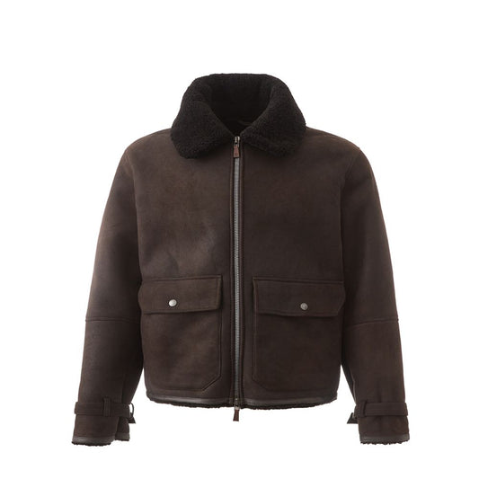  - Elegant Montone Leather Brown Jacket