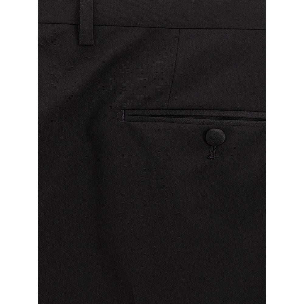  - Sleek Black Wool Trousers for Men