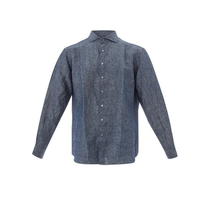 Elegant Flax Blue Shirt for Men - The Luxe Alliance