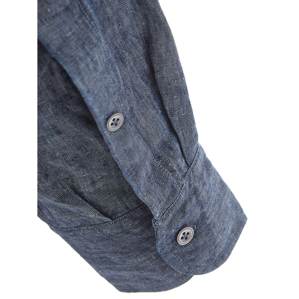 Elegant Flax Blue Shirt for Men - The Luxe Alliance