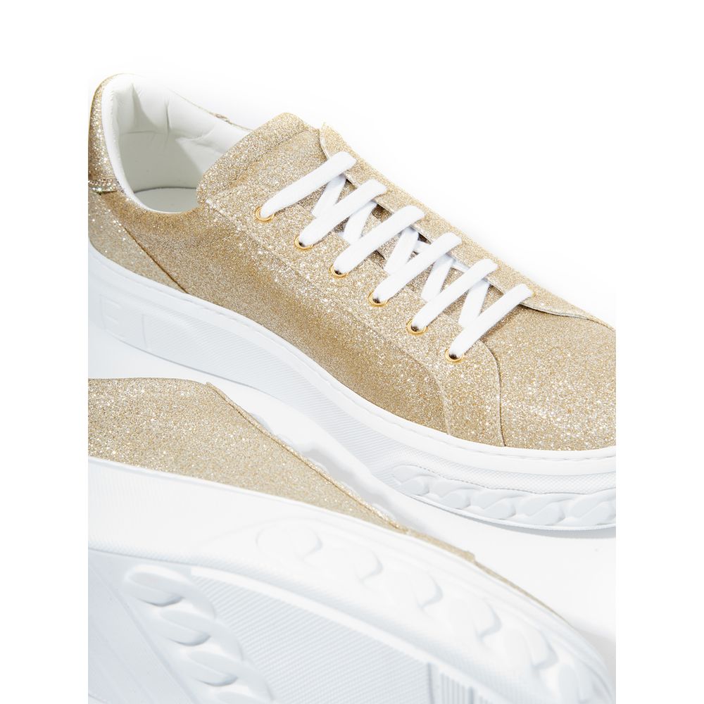 Elegant Gold Leather Sneakers