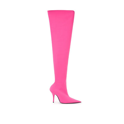  - Elegant Pink Polyester Ankle Boots