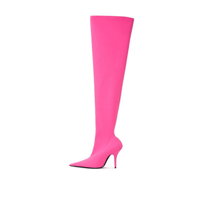  - Elegant Pink Polyester Ankle Boots