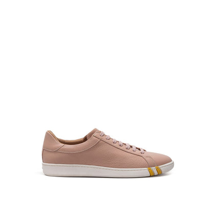  - Elegant Pink Cotton Leather Sneakers