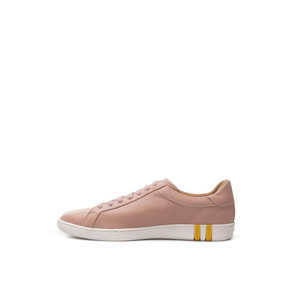  - Elegant Pink Cotton Leather Sneakers