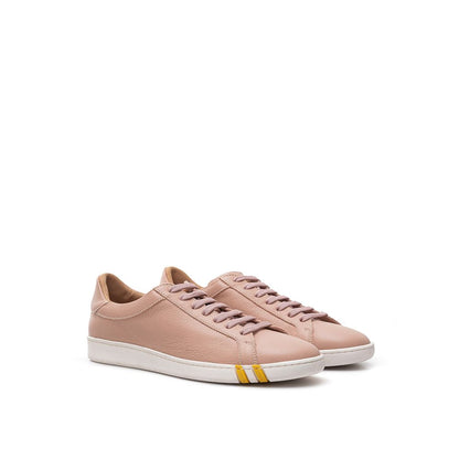  - Elegant Pink Cotton Leather Sneakers