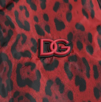  - Red Leopard Bomber Short Coat Jacket