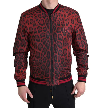  - Red Leopard Bomber Short Coat Jacket