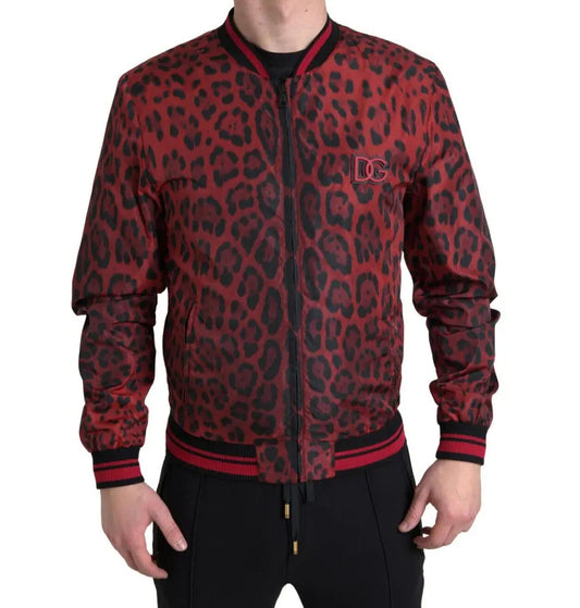  - Red Leopard Bomber Short Coat Jacket