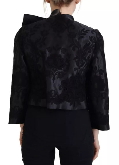  - Black Lace Sheer Corset Organza Silk Jacket