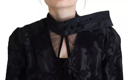  - Black Lace Sheer Corset Organza Silk Jacket