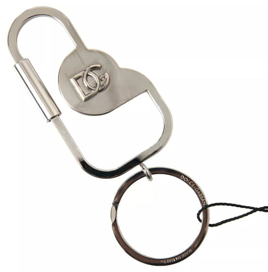  - Silver Tone Brass Metal DG Logo Engraved Keyring Keychain