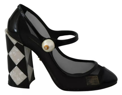  - Black Embellished Harlequin Mary Janes Pumps Shoes