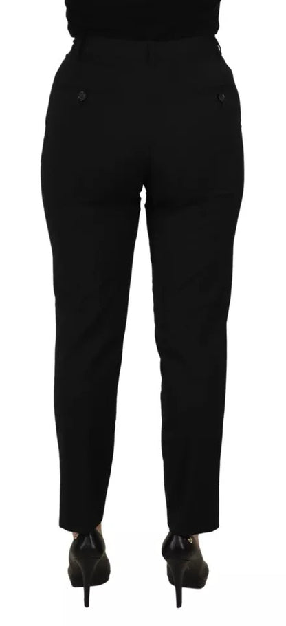  - Black High Waist Tapered Trouser Pants