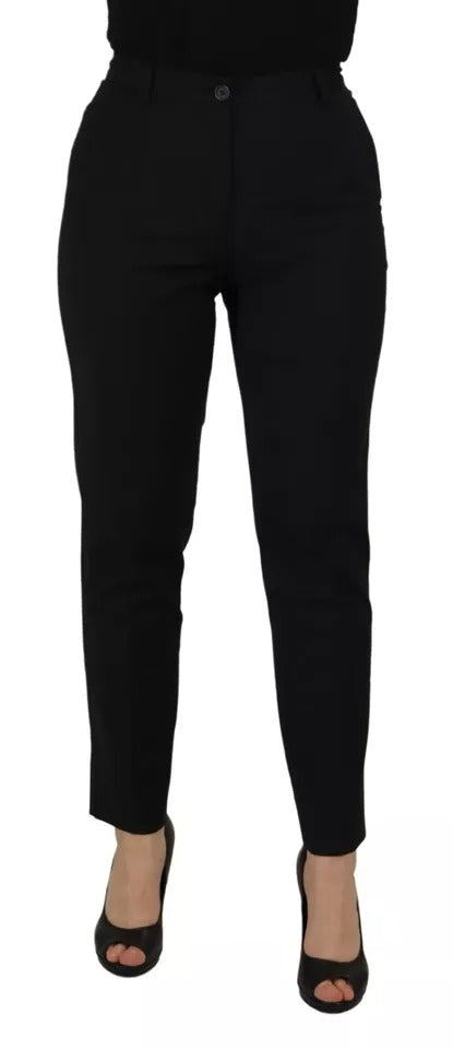  - Black High Waist Tapered Trouser Pants