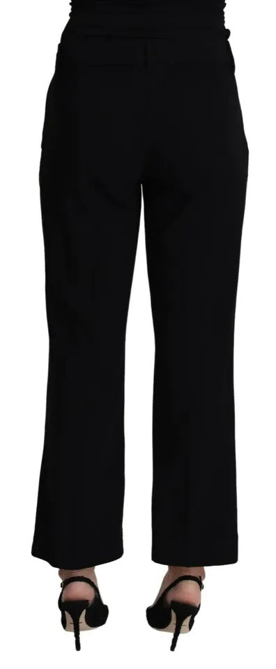  - Black Wool Stretch Cropped Capri Trouser Pants