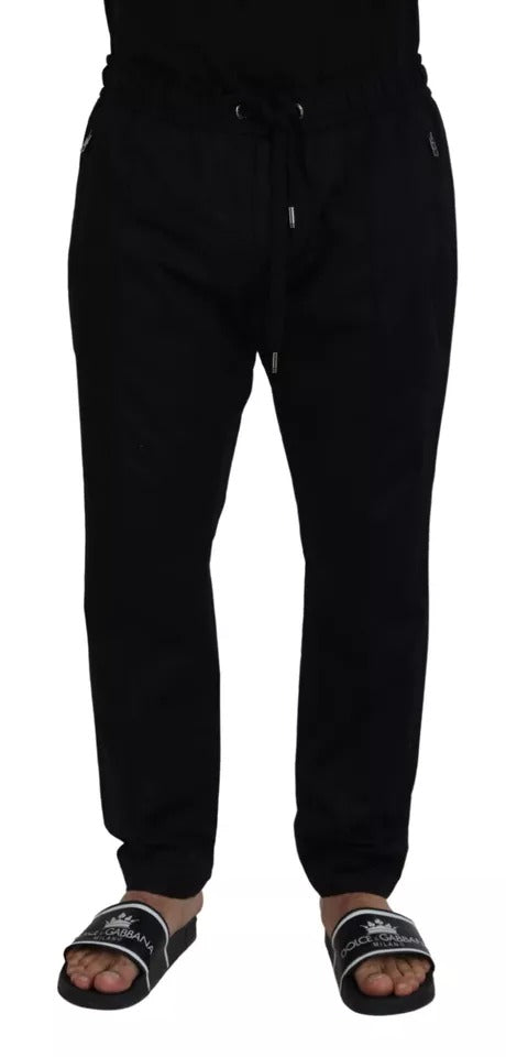  - Black Jogging Trouser Cotton Stretch Pants