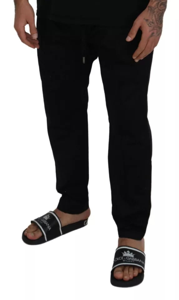  - Black Jogging Trouser Cotton Stretch Pants