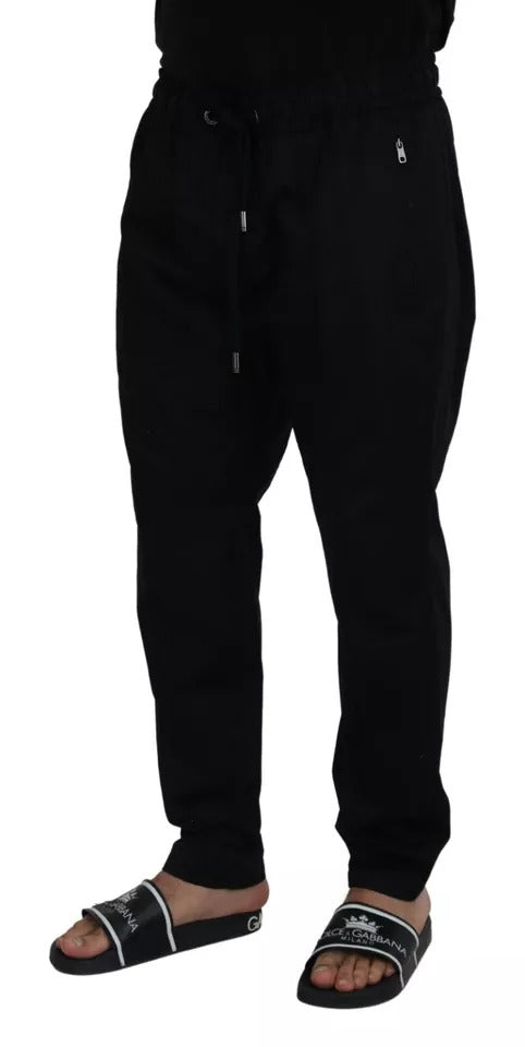  - Black Jogging Trouser Cotton Stretch Pants