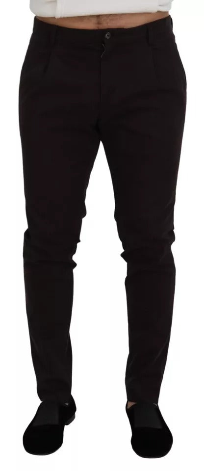  - Brown Skinny Men Cotton Stretch Pants