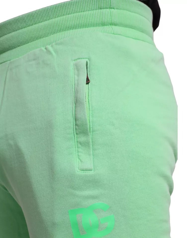  - Neon Green Cotton Stretch Jogger Sweatpants Pants